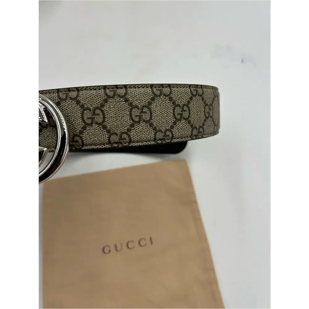 Men's Gucci GG Supreme belt interlocking G buckle size 80/32 inches made Italy
